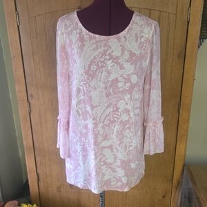 004 JM Collection Light Pink Floral Blouse